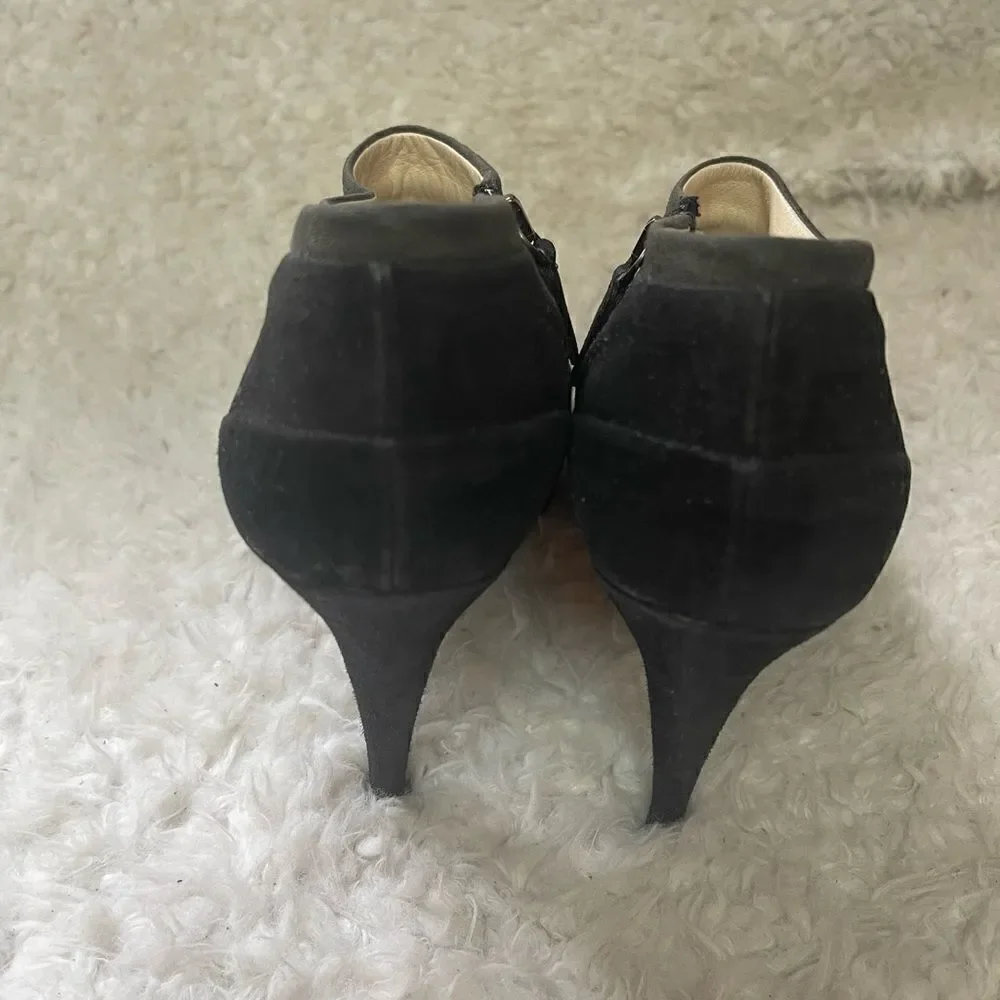 Prada Black suede platform heels ankle boots with side zipper EUR SZ42